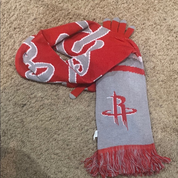 Houston Rockets Red and Gray Scarf and gloves - Picture 2 of 9